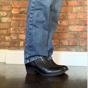 Black Leather Ankle Cowboy Boots by Nurture